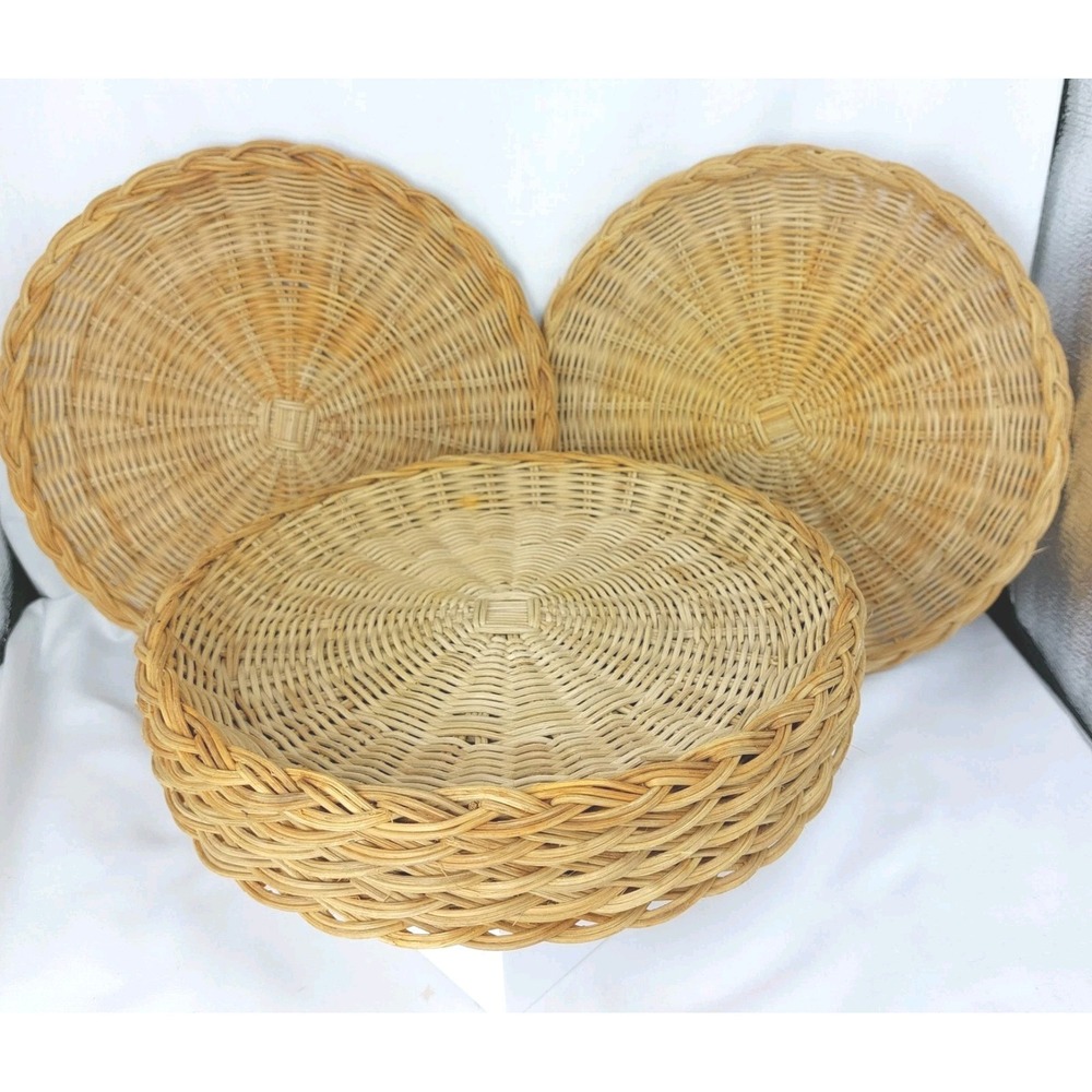 13 -Vintage Wicker Rattan Paper Disposable Plate Holder 10" Holds 9" Plate *READ - Picture 2 of 5